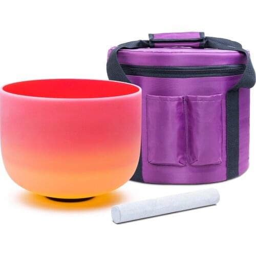 KVKA C note Frosted Quartz Crystal Singing bowl Root Chakra Red-yellow Color 8 inch