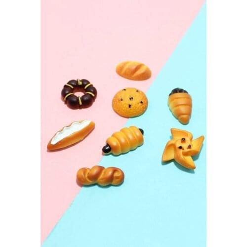 20pcs Resin Mini Bread Flat Back Kawaii Parts Diy Scrapbooking Food Play Cabochon Dollhouse For Craft Embellishments