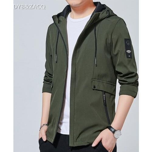 DYB&ZACQ Fashion Jacket Men Hooded Casual Jacket Spring Autumn Men Zipper Pocket Slim Fit Mens Clothing Brand Jackets for Men
