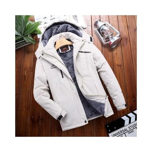 Mens Jacket Winter Casual Men Fleece Warm Windbreaker Hooded Coats Outdoor Thermal Waterproof Jackets Mens Clothing