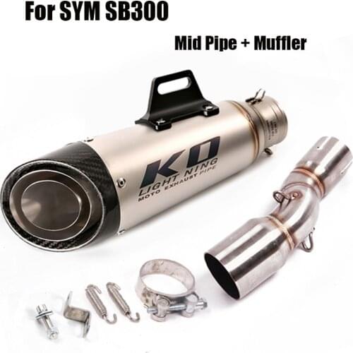 Slip On Exhaust Pipe For SYM SB300 Motorcycle Exhaust Tip Muffler 51mm Middle Mid Tube Escape Connecting Section Modified