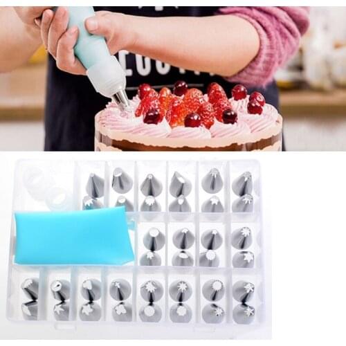 39pcs/box Piping Pastry Nozzle Tips Stainless Steel Icing Piping Nozzle Tips Pastry Bag and Convert for DIY Cake Decorating Tool
