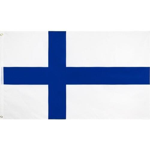 Wholesale wave blue white cross Finland flag of choice Brass buttonhole 90*150cm The Republic of Finland banner