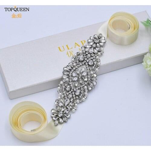 TOPQUEEN S394 Bridal Rhinestone Belt for Wedding Dress Fancy Belts for Women Fashion Belts Pink Belt Bridesmaid Belts and Sashes
