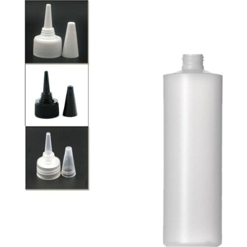 500ml empty plastic soft bottle , natural-colored HDPE cylinder round with transparent Twist Top Caps, pointed mouth top cap