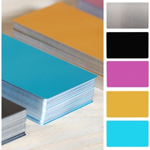100Pcs 0.45mm Blank Metal Business aluminum alloy for Customer Laser Engraving Marking DIY Gift Cards 7Colors Optional Visiting