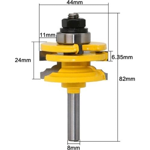 2021 New 8mm Shank Glass Door Rail Stile Reversible Router Bit for Woodworking Cutter Cutting Tool