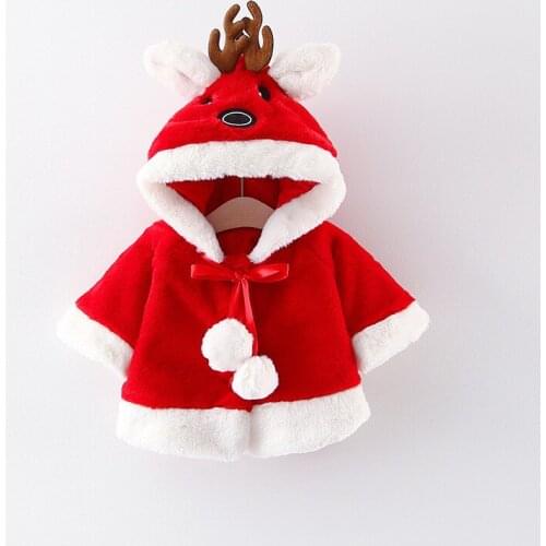 Baby Girl Christmas Warm Jacket Toddler Boy Clothes Winter Hooded Animal Cloak Coat Infant Velour Fabric Outwear 3-24M Coats