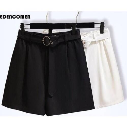 Large Size Shorts 2020 New Summer Pants Womens All-match Belly Covering Slim Wide Leg Black Casual Shorts Women Clothing