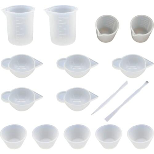 16 Pcs Silicone Measuring Cups Mixing Cup Divided Cups Dispensing Stirrer DIY Handmade UV Epoxy Resin Tool Kit