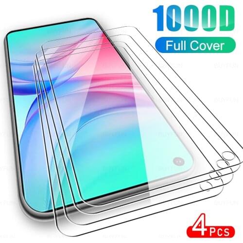 4Pcs Full Cover Protective Glass For Infinix Hot 10 Tempered Glass For Infinix Hot10 Ote8i Ote 8i 6.78" Screen Protector Film