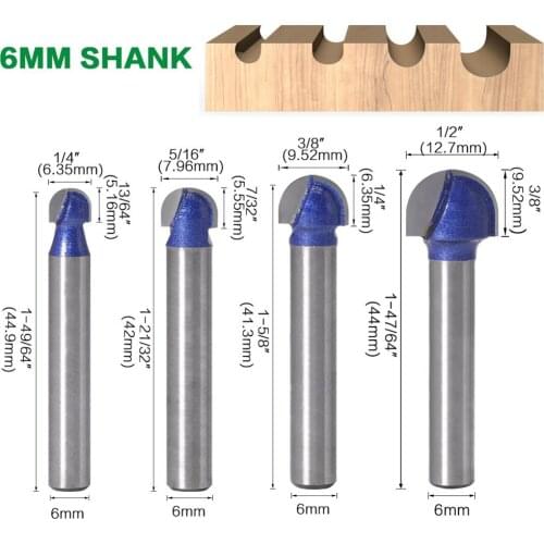 1pcs 6mm Shank Professional level Ball Nose Router Bits Set End Mill Round Cove Box Solid Carbide CNC Radius Core Milling Bit