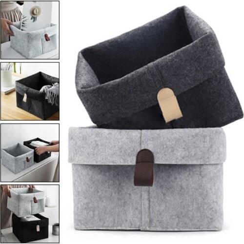 1pc Living Room Tea Table Black Gray Sundries Storage Basket Cloth Felt Storage Box Bedroom Socks Storage Storage Basket