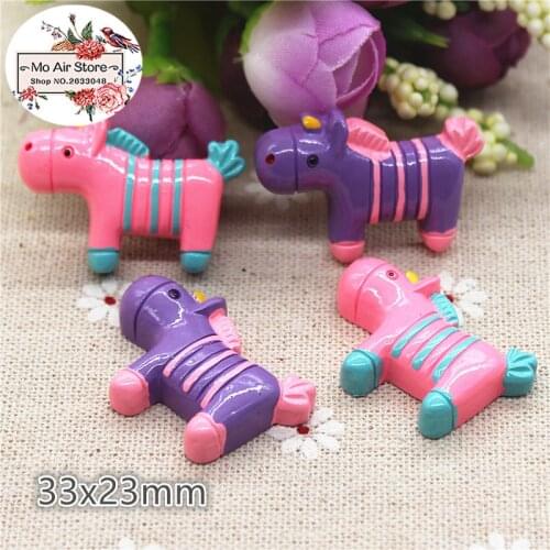 10pcs Resin Cartoon horse flatback Cabochon Art Supply Decoration Charm hair bow center 33x23mm DIY craft