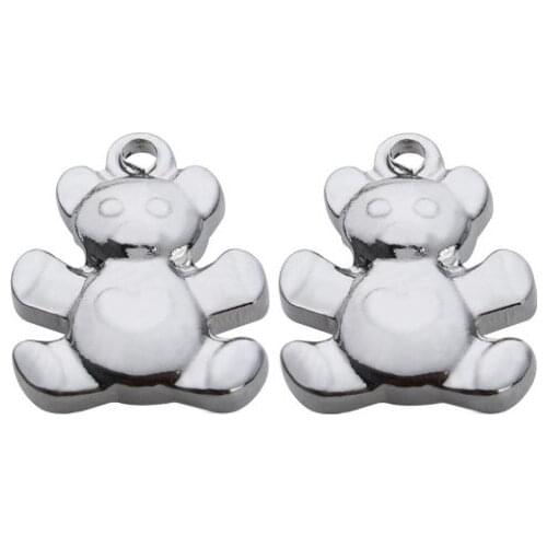 10pcs/lot 11*15mm bear stainless steel Connector Metal Alloy Pendant For DIY bracelet Jewelry Making xge4s