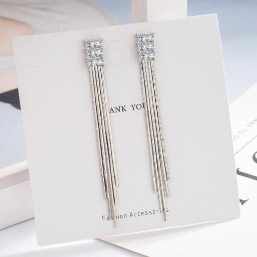 2021 Korean TV Star Fashion Multi-layer Long Chain Rhinestone Tessal Earrings For Women Party Jewelry Gift Brincos