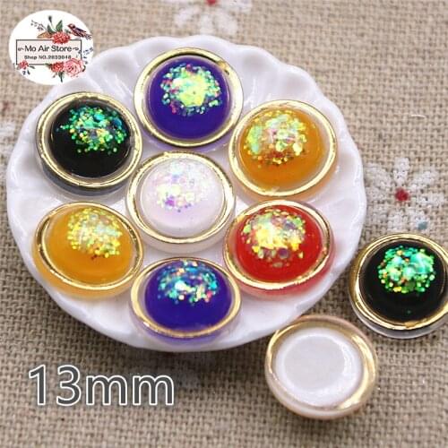 50pcs 13mm multicolor bright shining round flatback Buttons Home Garden Crafts Cabochon Scrapbooking DIY Accessories