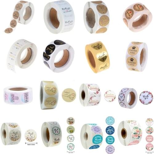 500pcs/roll 8 Types Floral Thank You Sealing Label Adhesive Baking Seal Sticker Gift Stickers