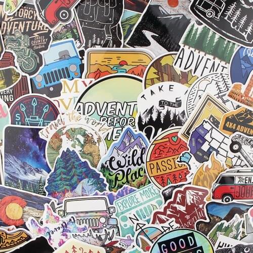 Homegaga 66pcs Adventure Stickers Luggage Skateboard Stickers Waterproof Refrigerator Stickers Cool Lifestyle Decals D2388