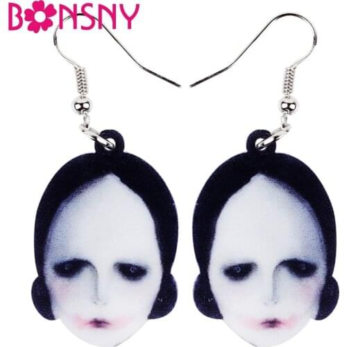 Bonsny Acrylic Halloween Horrifying Doll Earrings Big Long Dangle Drop Novelty Jewelry For Girls Women Ladies Teens Statement