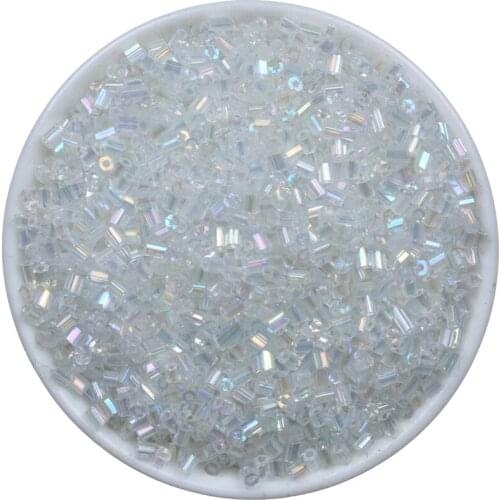 White AB Czech Glass Tube Bugle Glass Seed Spacer Beads 1000pcs Austria Crystal Long Tube Bead For DIY Jewelry Making 2*3mm