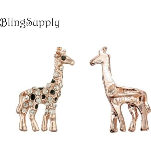 Free shipping giraffe rhinestone button 29X15mm 50PCS/LOT(BTN-5520)