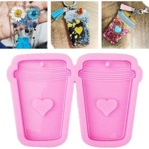 N0HE Coffee Cup Keychain Epoxy Resin Mold Earrings Pendant Silicone Mould DIY Crafts Jewelry Necklace Casting Tools
