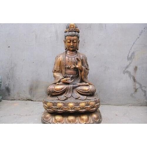 Fast shipping USPS to USA S0471 Tibet Buddhism Bronze Copper lotus flower Guan Yin Kwan-yin Bodhisattva statue