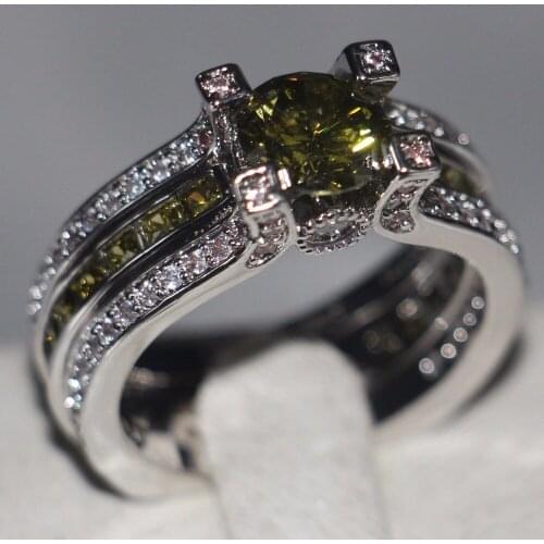 Choucong Stunning Unique New Arrival Fashion Jewelry 925 Sterling Silver Round Cut olive Green 5A CZ Zirconia Wedding Women Ring