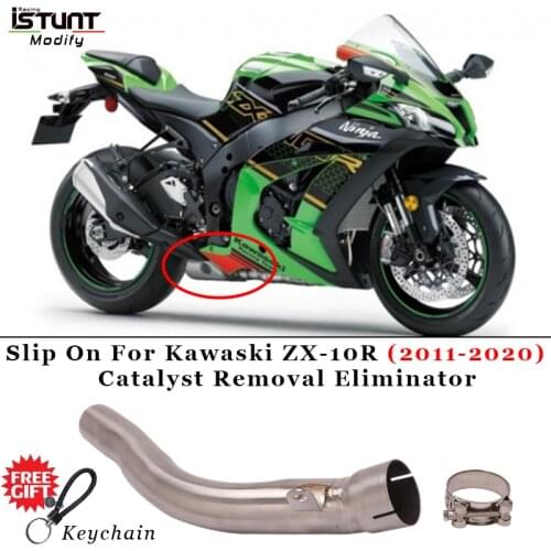 For Kawaski ZX-10R ZX10R 2011-2020 Modified Middle Tube Escape Motorcycle exhaust Middle Link Tube Catalyst Removal Eliminator