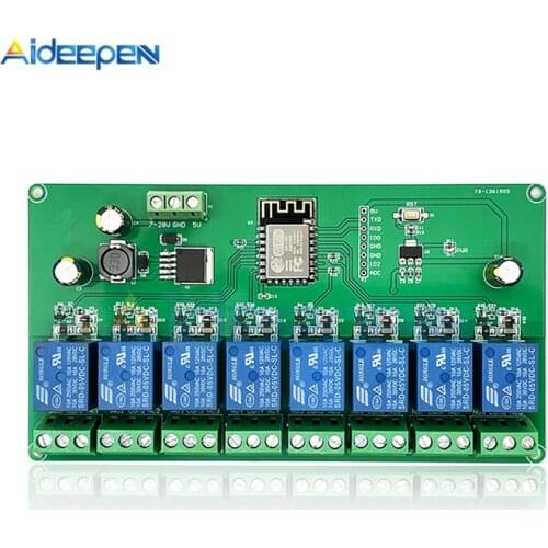 ESP8266 WIFI 8 Channel Relay Module ESP-12F Development Board Power Supply 5V/7-28V Wireless WIFI Module