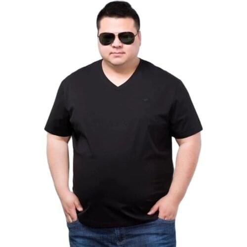 Mens Big T-Shirt Large Size 8XL 9XL 10XL 11XL 12XL Short Sleeve V Neck Loose Casual Black Gray White