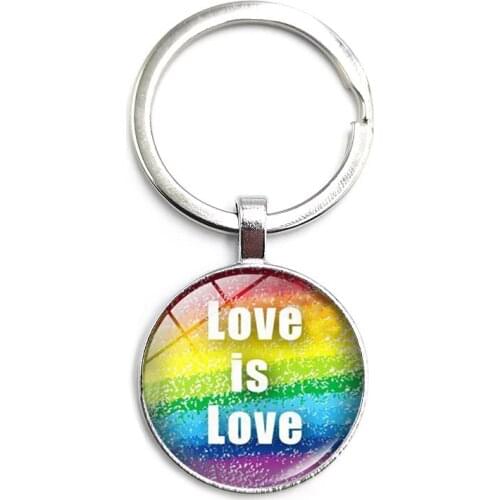 Gay Lovers Key Ring Glass Cabochon Car Key Pendant Men and Women Keychain Gift Jewelry