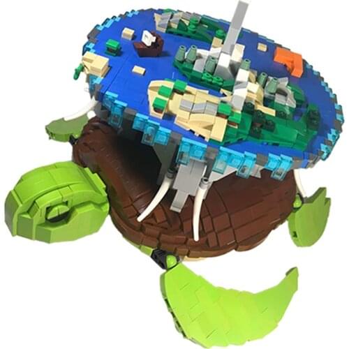 MOC Big World Building Blocks Set The Island On The Tortoises Back Home Decoration Idea Assemble Toys Children Gifts