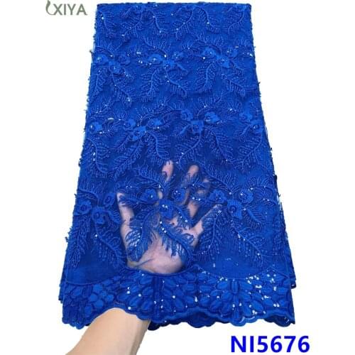 Royal Blue French Tulle Lace Fabric High Quality Lace African Milk Silk Lace Fabric Nigerian Lace Fabric for Sewing NI5676