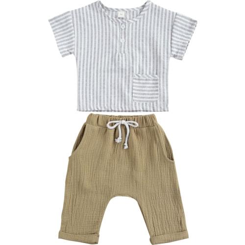 Ma&Baby 0-3Y Summer Toddler Newborn Infant Baby Boy Clothes Set Striped T Shirt Soft Pants Casual Boys Clothing Outfits