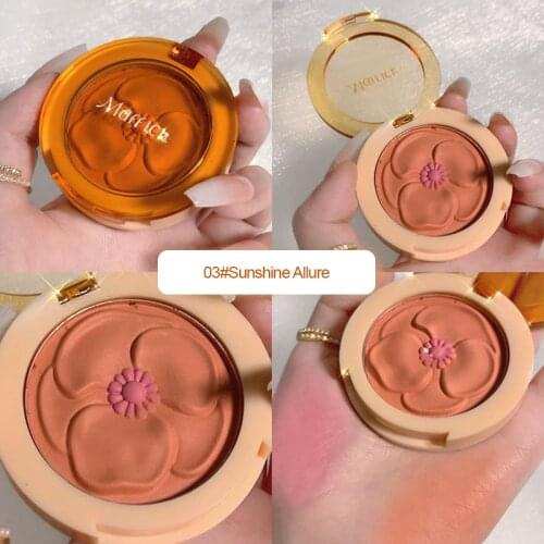 Matte Blush 6 Colors Flower Waterproof Long Lasting Shimmer Blusher Easy To Color Multifunctional Facial Blush Eyeshadow Makeup