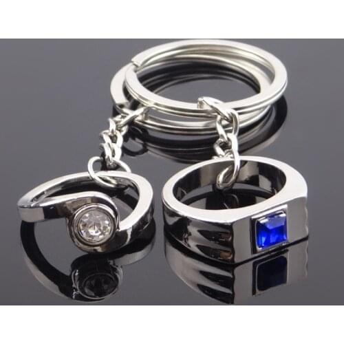 Metal Cute Cup Wedding Rhinestone Ring Keychain For Couple Charm Girl Key Chains Fine Gifts For Boy Romantic Party Gift