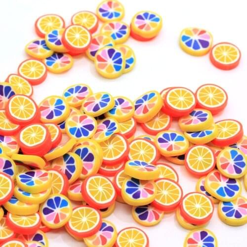 200/50g 10MM Miniature Polymer Clay Grapfruit Fruit Slices Kawaii 3D Rainbow Lemon Fruit Nail Art Sprinkles Polymer Clay
