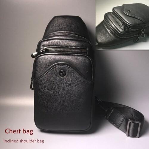 HT Mens leather Two usages Chest bag /Inclined shoulder bag