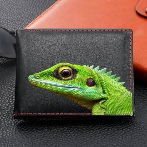 Green Lizard Printing Mens Wallets Coin Pocket Purse Male Wallets кошелек мужской Credit Wallets for Men Portomonee Carteria
