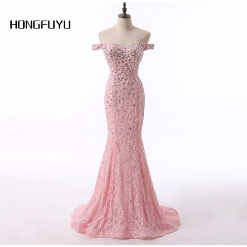 New Fashion Lace Evening Dress Sexy Boat Neck vestido de festa Long Evening Dresses 2021 High Quality Floor Length Formal Dress