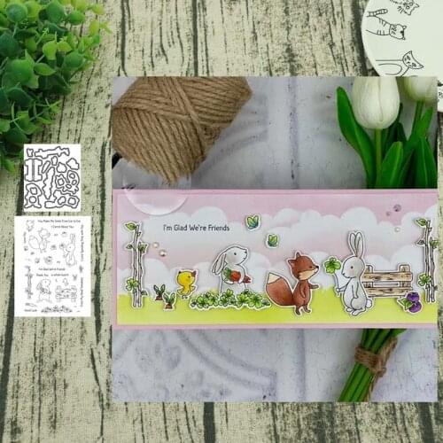 Fox and rabbit Metal Cutting Dies and Stamps for Scrapbooking Steel Craft Die Cut Embossing Paper Card Album Stencil