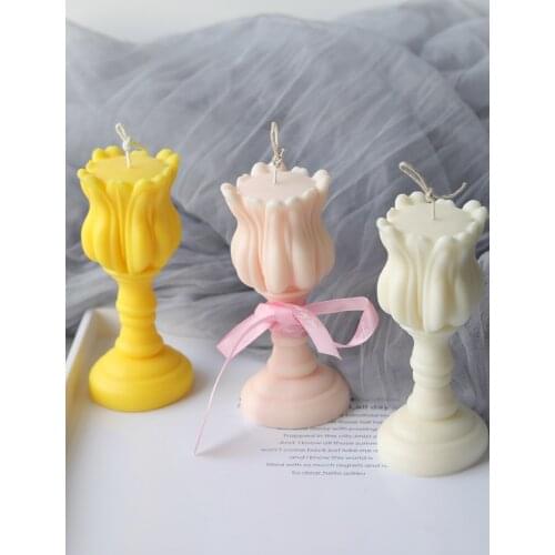 Tulip Flower Shape silicone Candle mold for Candle Making DIY Handmade Candle Mold Christmas New Year Home Candle Decoration