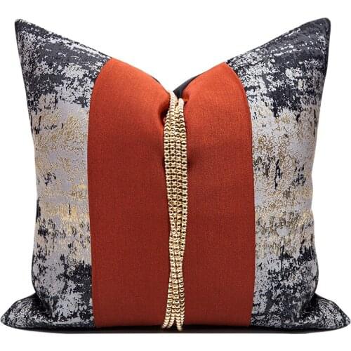 Modern Red Gery Black Gradient Cushion Cover Set 45x45cm Decorative Metal Tassel Pillowcase For Sofa Chair Home Decor