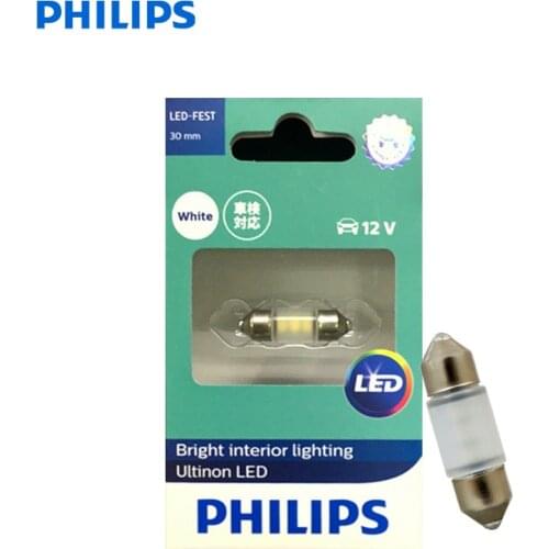 Philips Ultinon LED Festoon 30mm 12V 11860ULWX1 Fest 6000K Cool White LED Turn Signal Interior Light License Plate Lamp (Single)