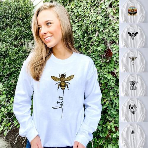 Fashion Honeybee Women Men Sweatshirt Let It Bee Graphic Bee Kind Female Aesthetics Vintage Top Korean Harajuku Kawaii Pullovers