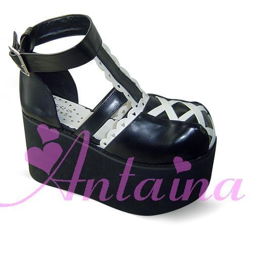 Princess sweet lolita gothic lolita shoes custom Antaina black-and-white lf85 platform shoes cosplay