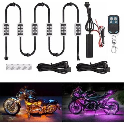 Niscarda Car Motorcycle RGB LED Smart Brake Lights Atmosphere Light With Wireless Remote Control Moto Decorative Strip Lamp Kit