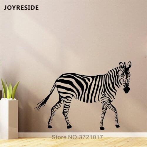 JOYRESIDE Walking Zebra Wall Decal Huge Zebra Animals Wall Sticker Art Vinyl Decor Home Kids Bedroom Decor Interior Design A1127